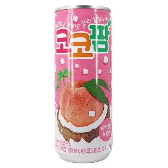HAITAI Coco Palm Peach Drink 340ml x 6 Cans | Korean Peach Juice with Coconut Jelly