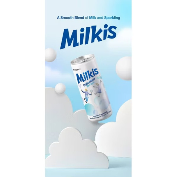 LOTTE Milkis Original Flavor Milk Soda Pack of 6 (250ml x 6cans)- Korean Drink- Korean Beverage