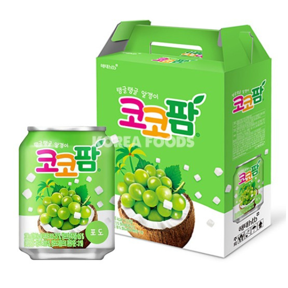 HAITAI Coco Palm Grape Drink Pack of 6 (340ml x 6Cans) Flavored Drink- Korean Drink- Korean Beverage