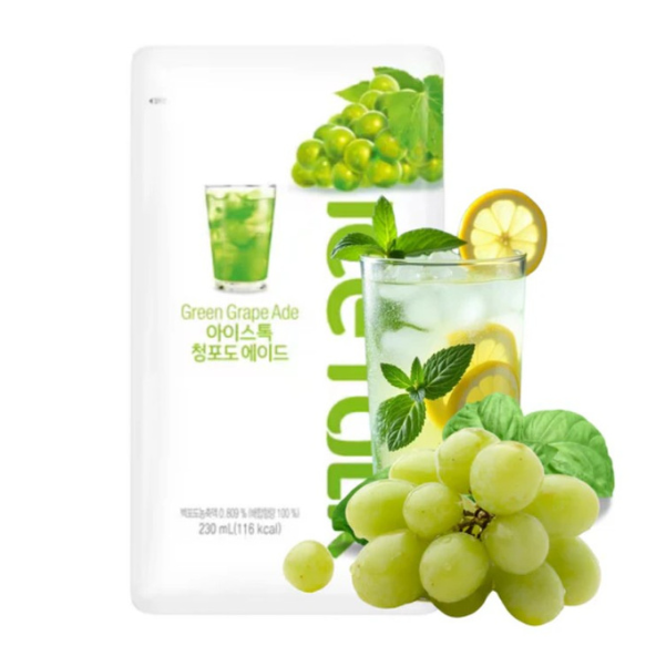 ICE TALK Green Grape Ade Pack of 10 (230ml x 10pouch) Flavored Drink- Korean Drink- Korean Beverage