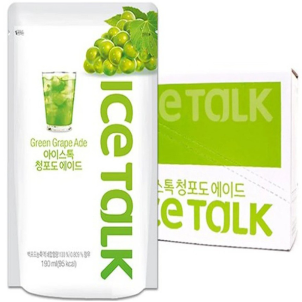 ICE TALK Green Grape Ade Pack of 10 (230ml x 10pouch) Flavored Drink- Korean Drink- Korean Beverage