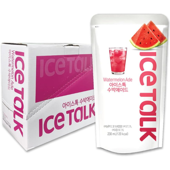 ICE TALK Watermelon Ade Pack of 10 (230ml x 10pouch) Flavored Drink- Korean Drinks- Korean Beverage